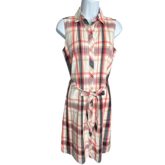 Tommy Hilfiger Dress Plaid Cotton Linen Sleeveless Women’s XS - Picture 3 of 14